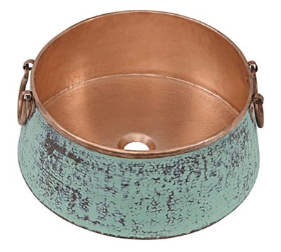 nobel sinkology vessel copper sink with copper interior and green extreior