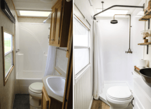 before & after rv bathroom