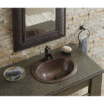 fully installed rutherford drop-in hand hammered copper bathroom sink