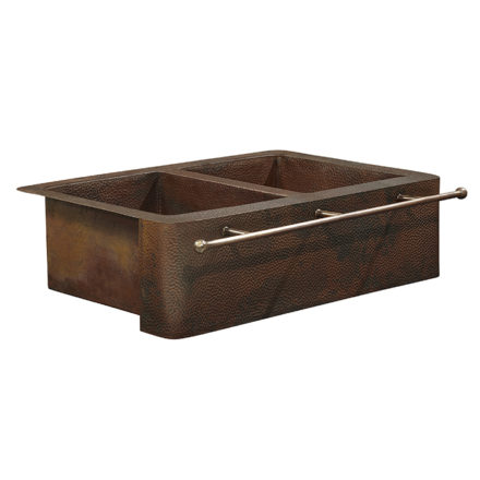 rockwell farmhouse apron front copper kitchen sink with towel bar