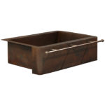 farmhouse apron front copper kitchen sink with towel bar