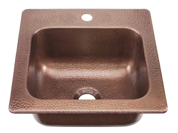 45 degree view of seurat drop-in bar and prep copper sink