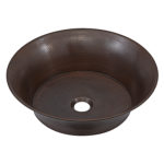 45 degree view of copernicus hand hammered copper vessel bathroom sink
