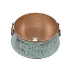 45 degree view of noble copper vessel bathroom sink with faux aged patina