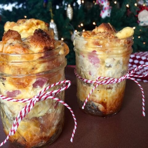 Morning Country Breakfast Bread Pudding in a jar.