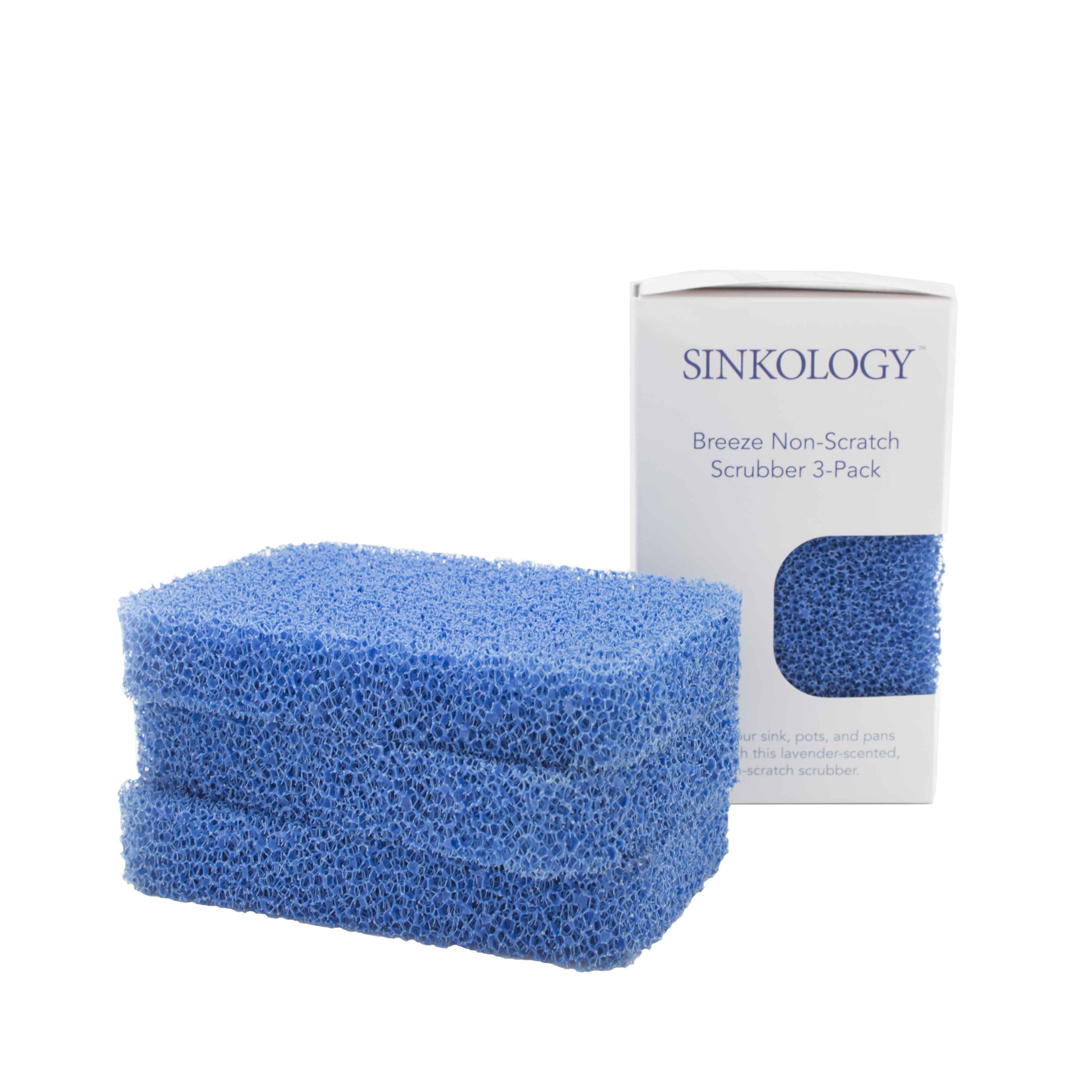 Sinkology SSCRUB-101-3 Breeze Non-Scratch and Odor Resistant Silicone Scrubber Package of 3 Sponges Blue 3 Piece 