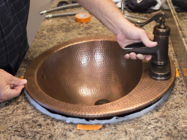 How to Replace a Copper Bathroom Sink: The Bell Drop-In Copper Sink