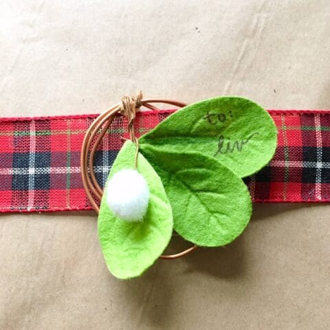 a diy ornament on a gift