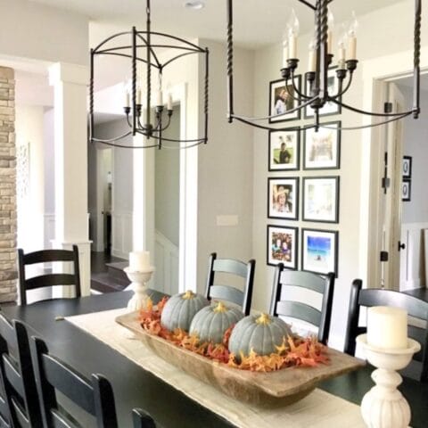 a fall decor decorated dining room