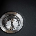 stainless steel basket strainer drain with logo in place