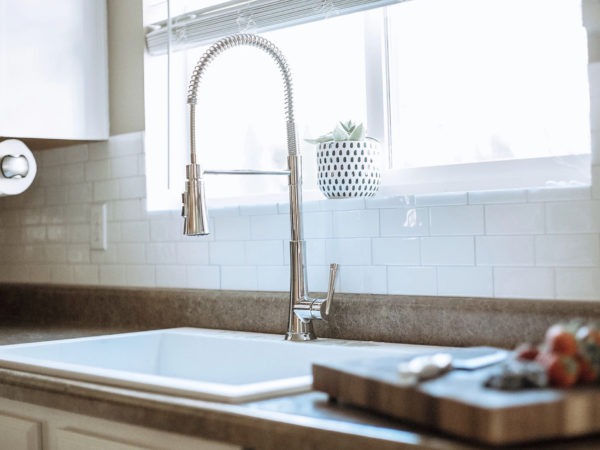 close up shot of sink and faucet