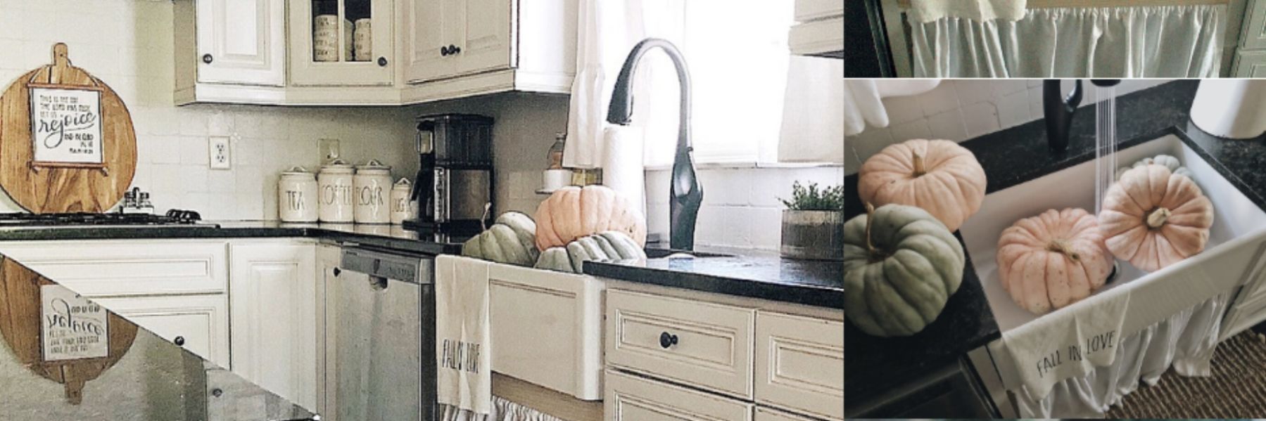 collage of pumpkins in sink