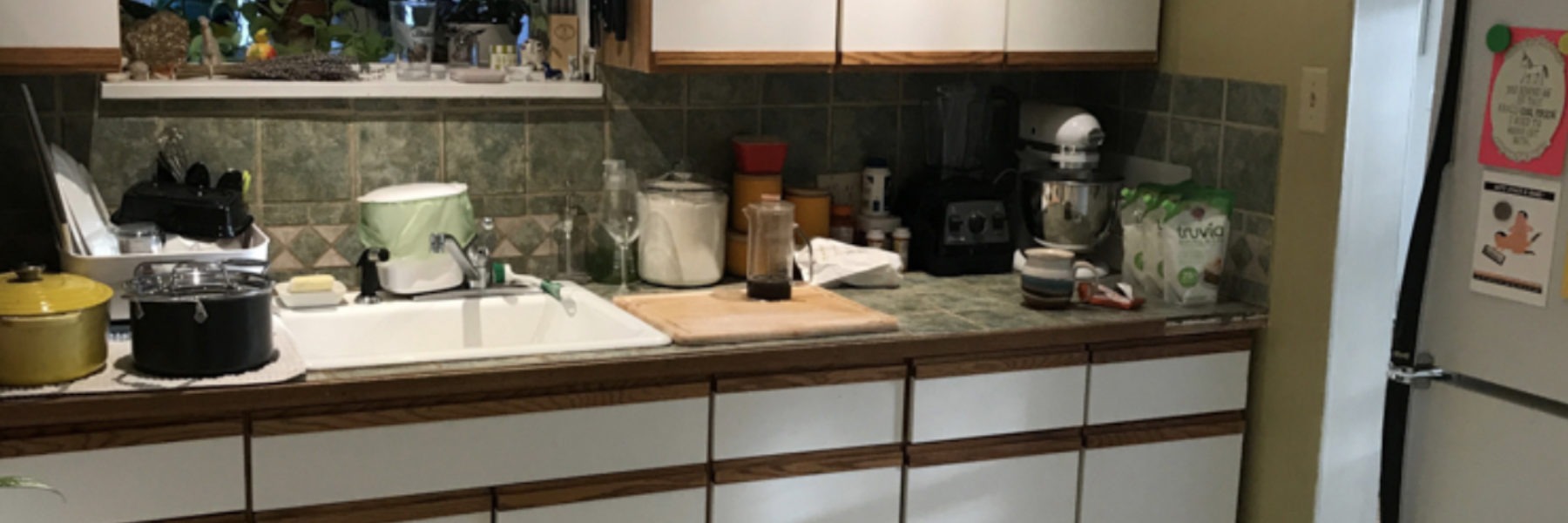 old white cabinets before renovation