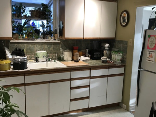 old white cabinets before renovation