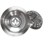 stainless steel basket strainer drain with logo bottom view