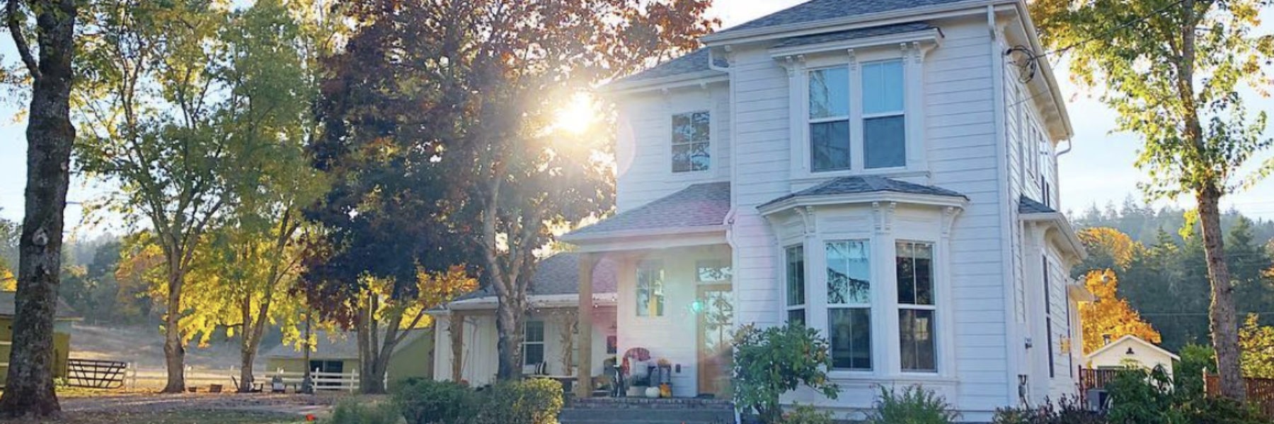 White farmhouse known as Yellow Prairie Farmhouse