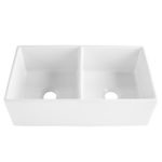 The Bradstreet II double bowl fireclay farmhouse kitchen sink front view