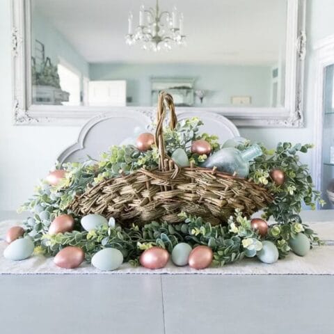 a diy center piece egg basket