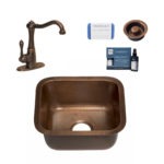 copper bar and prep sink, marielle faucet, disposal, copper care IQ kit, scrubber