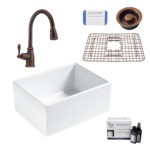 wilcox ii fireclay kitchen sink, canton faucet, disposal drain, fireclay care IQ kit, scrubber