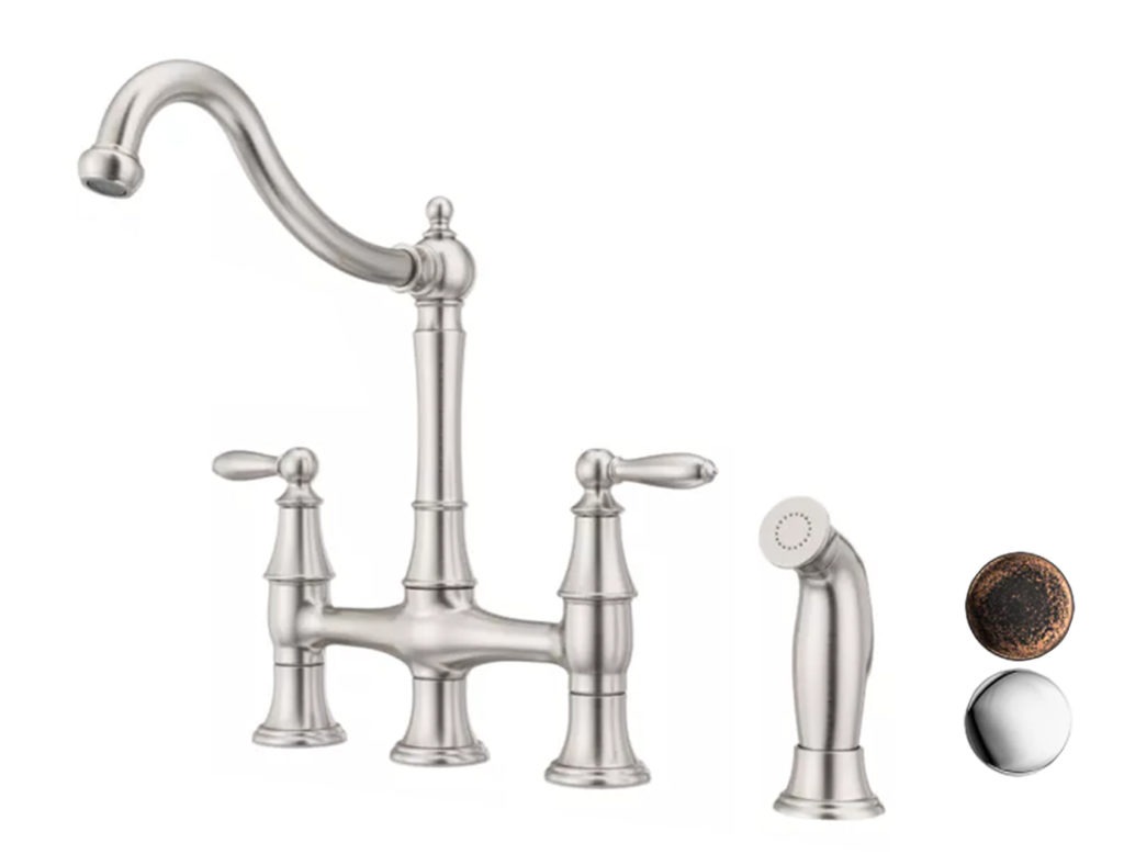 Bridge faucet with two other finishes