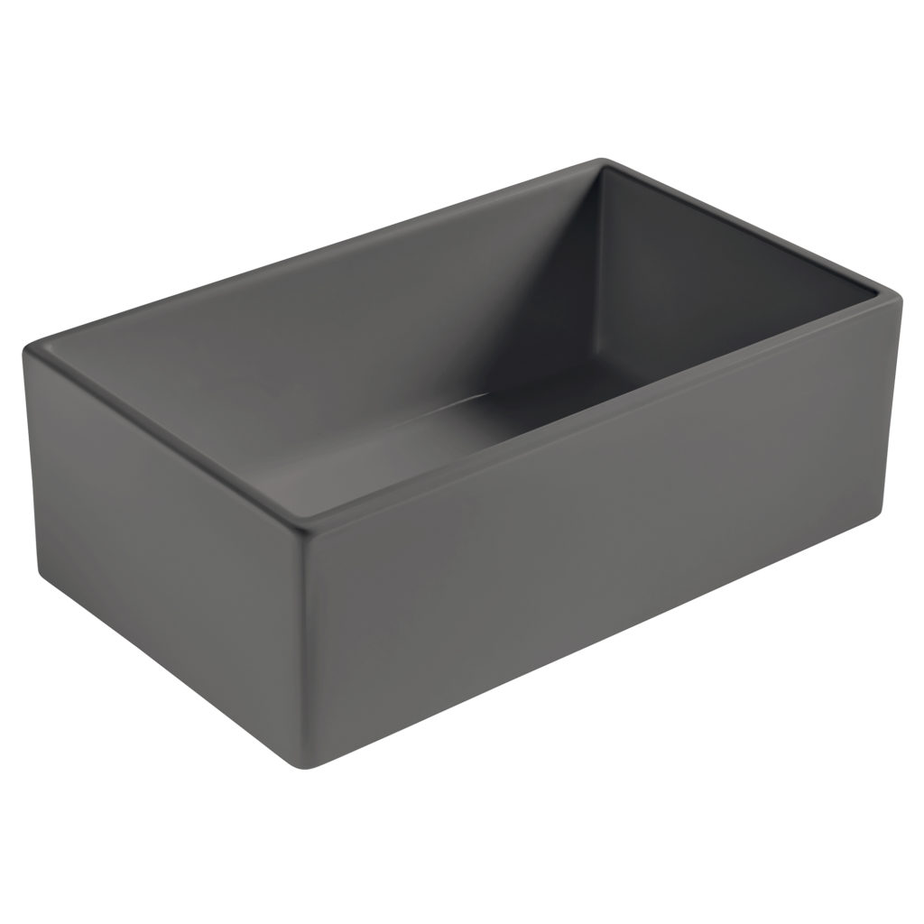 matte gray farmhouse fireclay sink