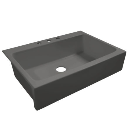 matte gray drop-in fireclay sink