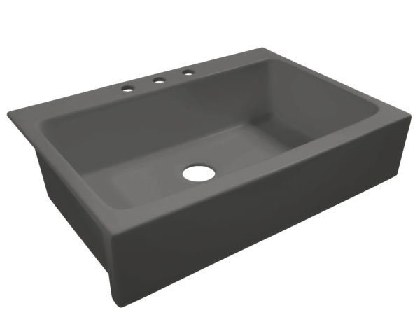 matte gray drop-in fireclay sink