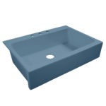 matte blue drop-in fireclay sink
