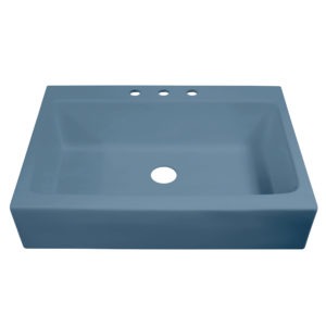 matte blue drop-in fireclay sink