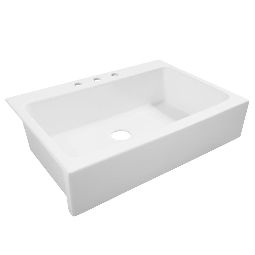 matte white drop-in fireclay sink