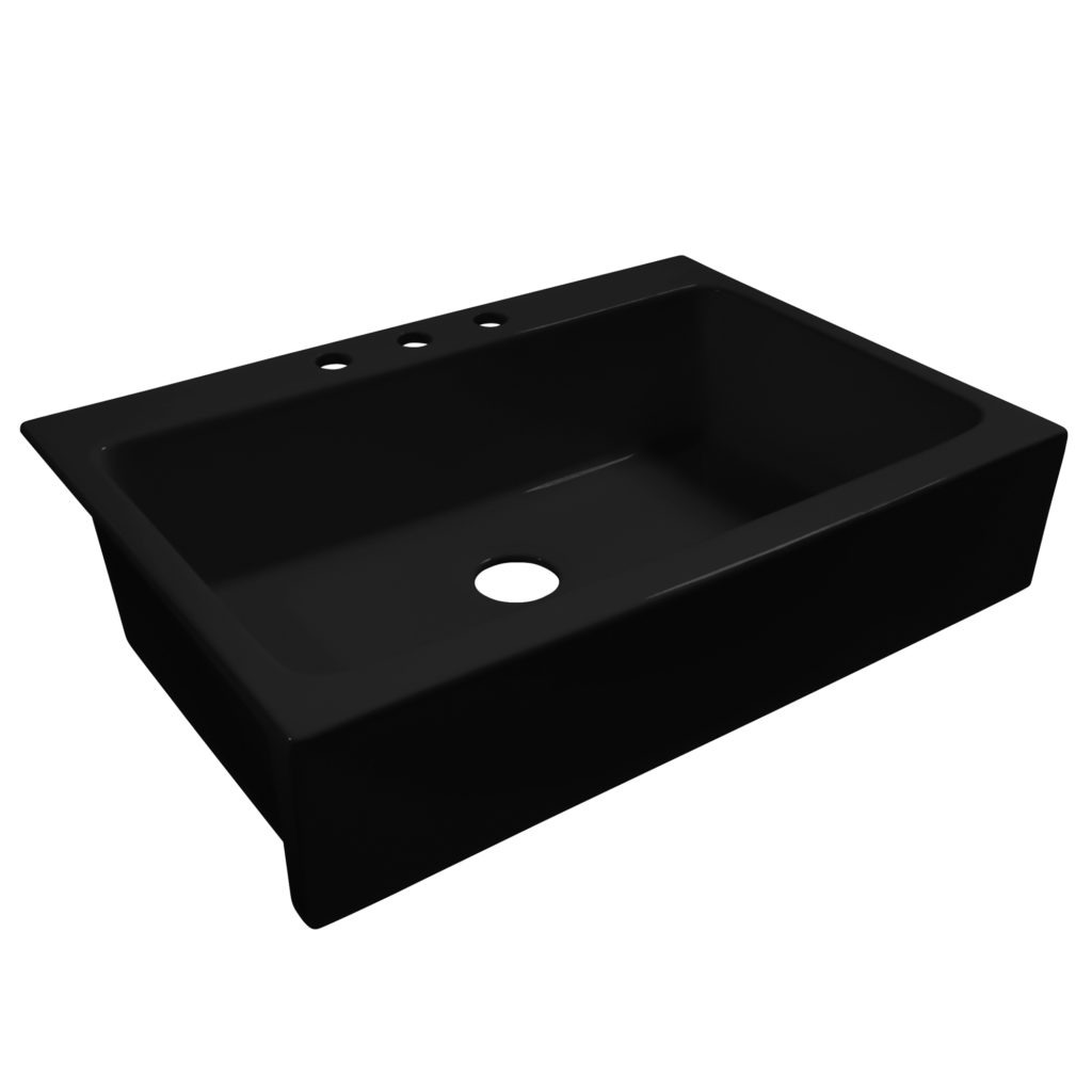 gloss black drop-in fireclay sink