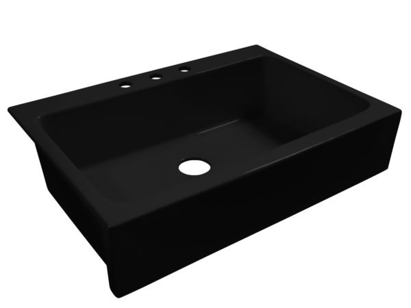 gloss black drop-in fireclay sink
