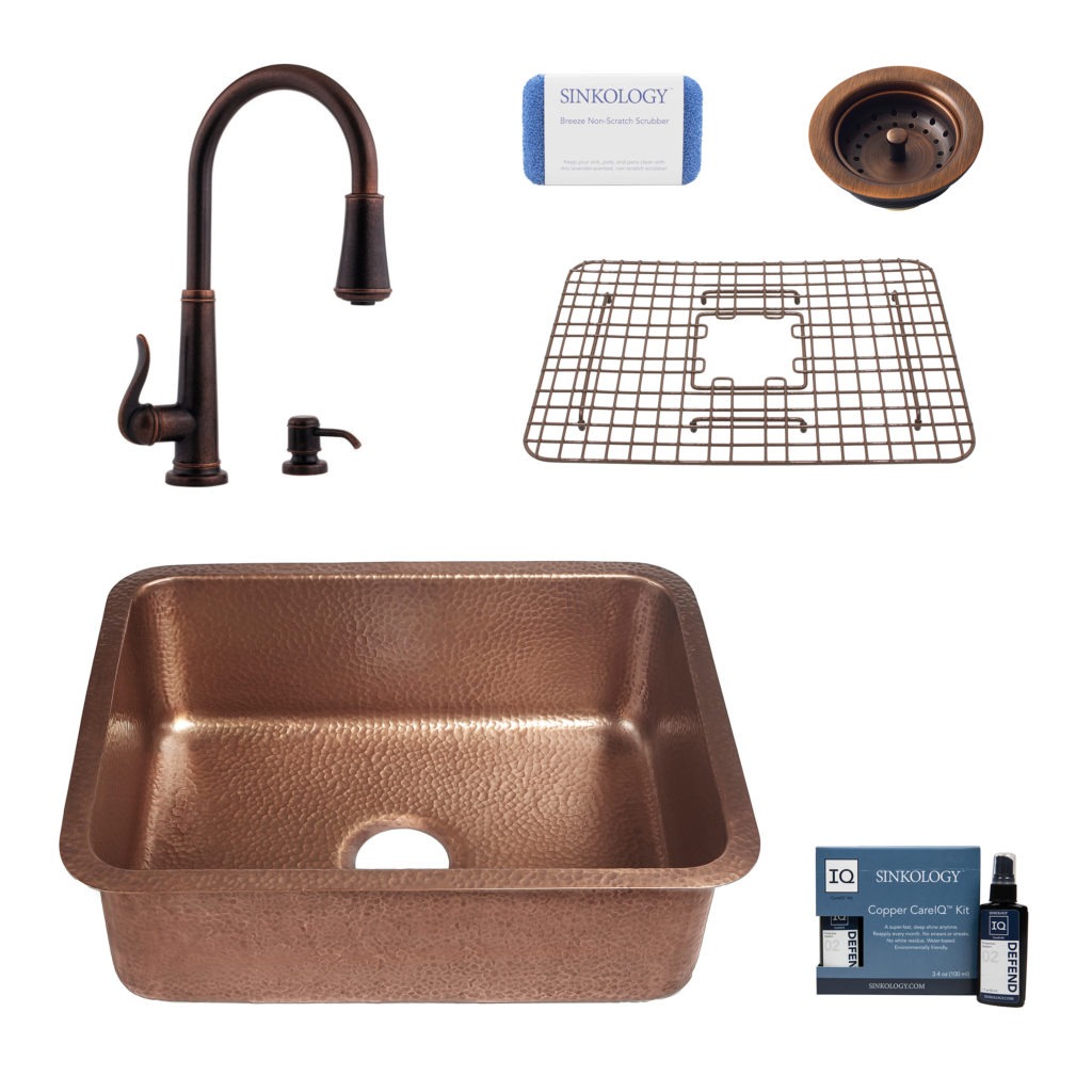 Renoir Copper Undermount Sink And Ashfield Faucet Kit By Sinkology