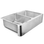 polished crafted stainless steel double bowl farmhouse sink