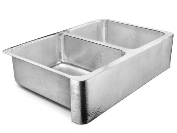 polished crafted stainless steel double bowl farmhouse sink