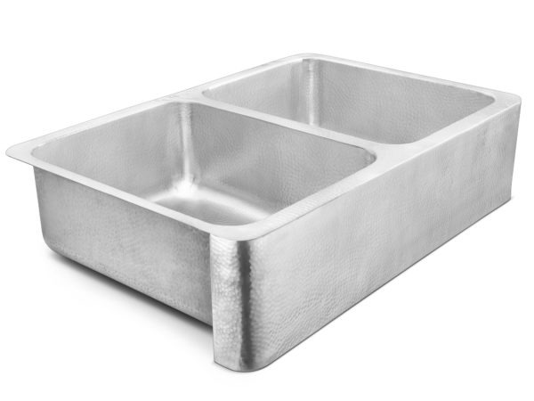 brushed crafted stainless steel double bowl farmhouse sink