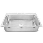 polished crafted stainless steel drop-in sink