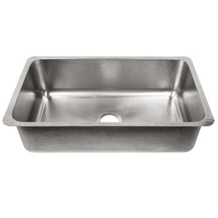 Fortify Crafted Stainless Steel, Hammered Stainless Steel Farmhouse Sink