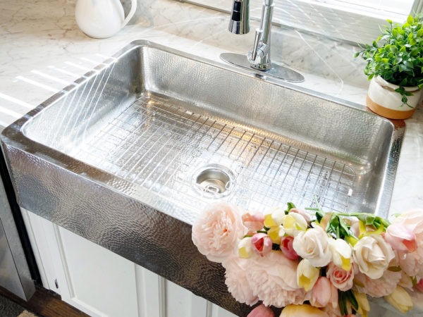 Crafted Stainless Steel Kitchen Sink with flowers
