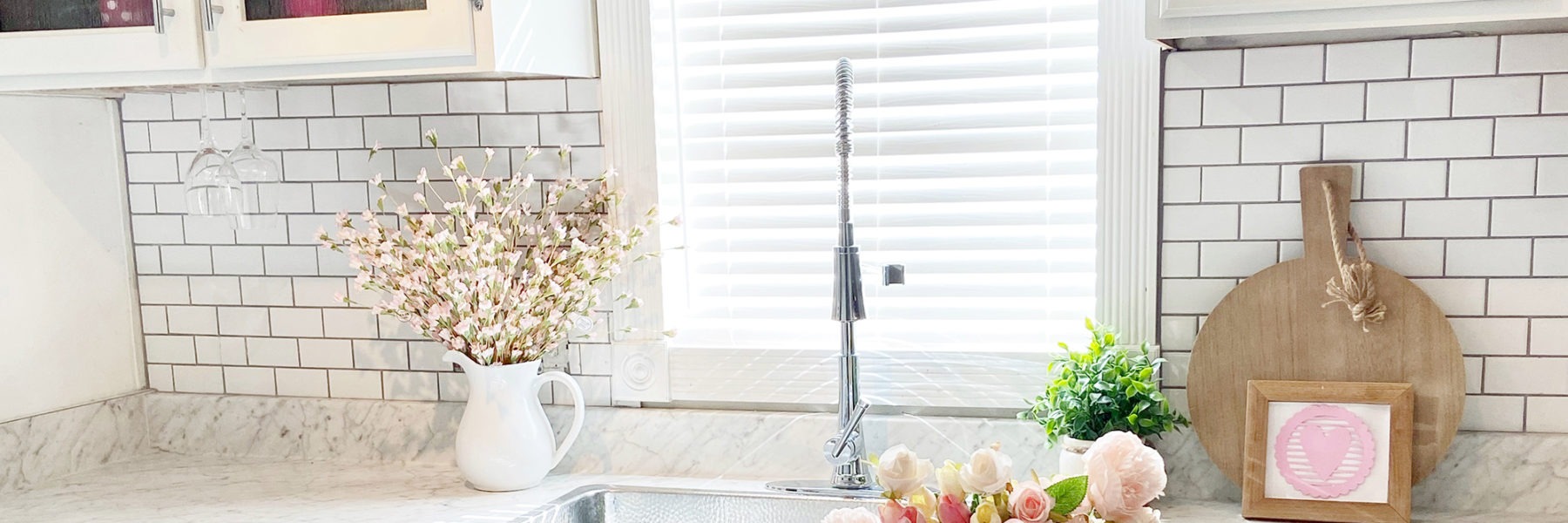 Crafted Stainless Steel Kitchen Sink with flowers