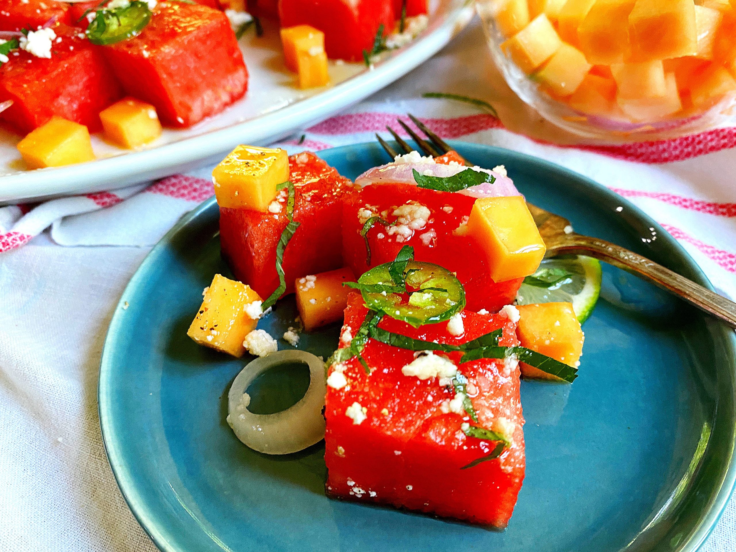 Mojito Melon Summer salad served