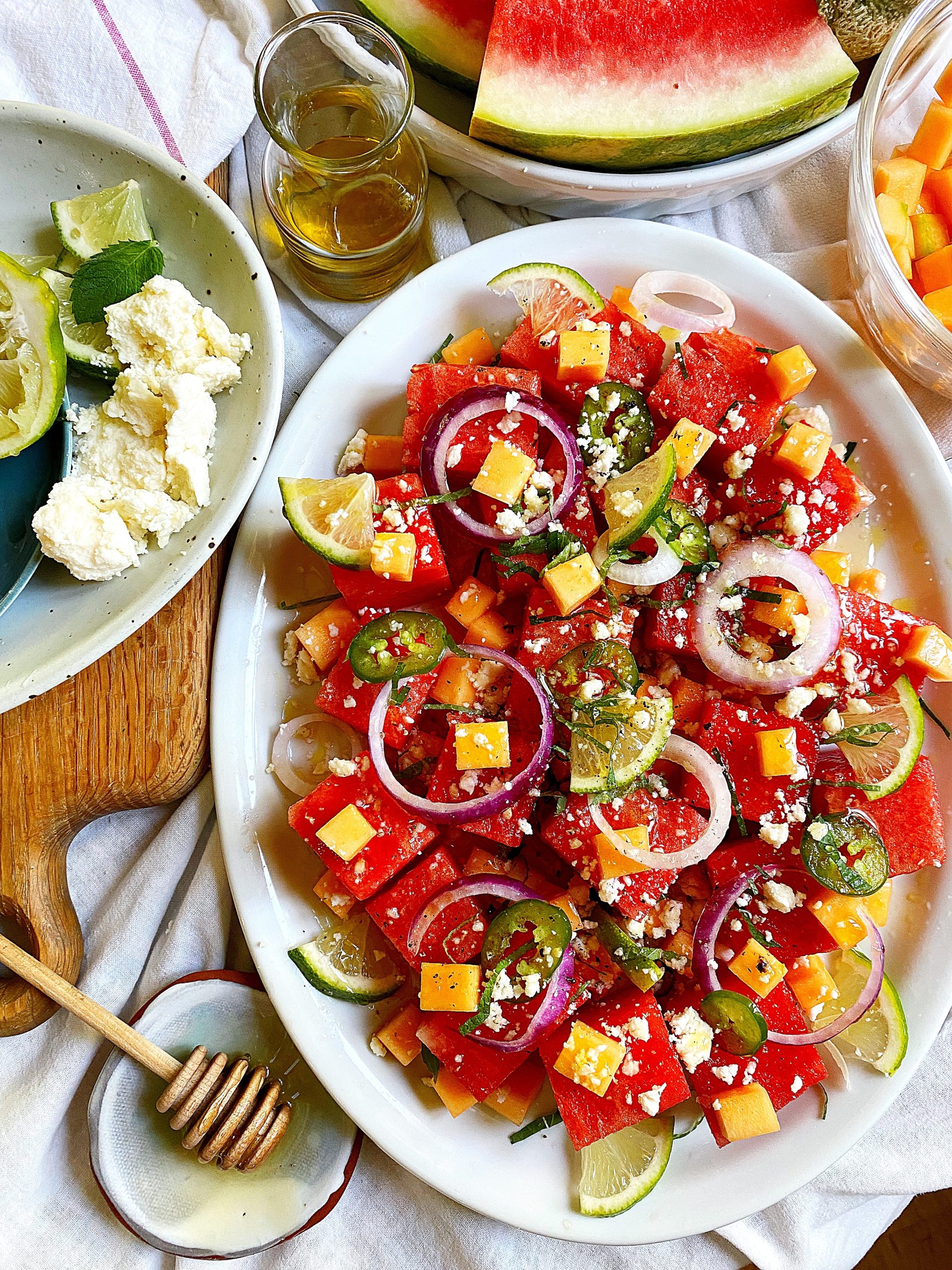 mojito melon summer salad - salad dressing added