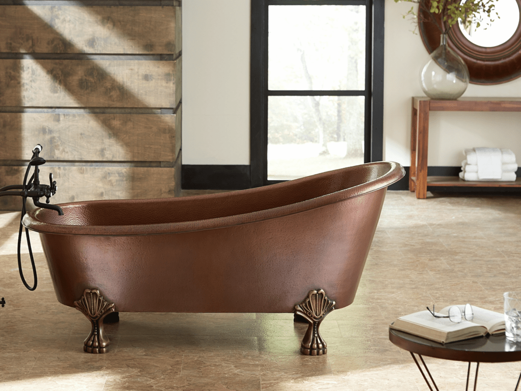 copper bathtub with claw feet