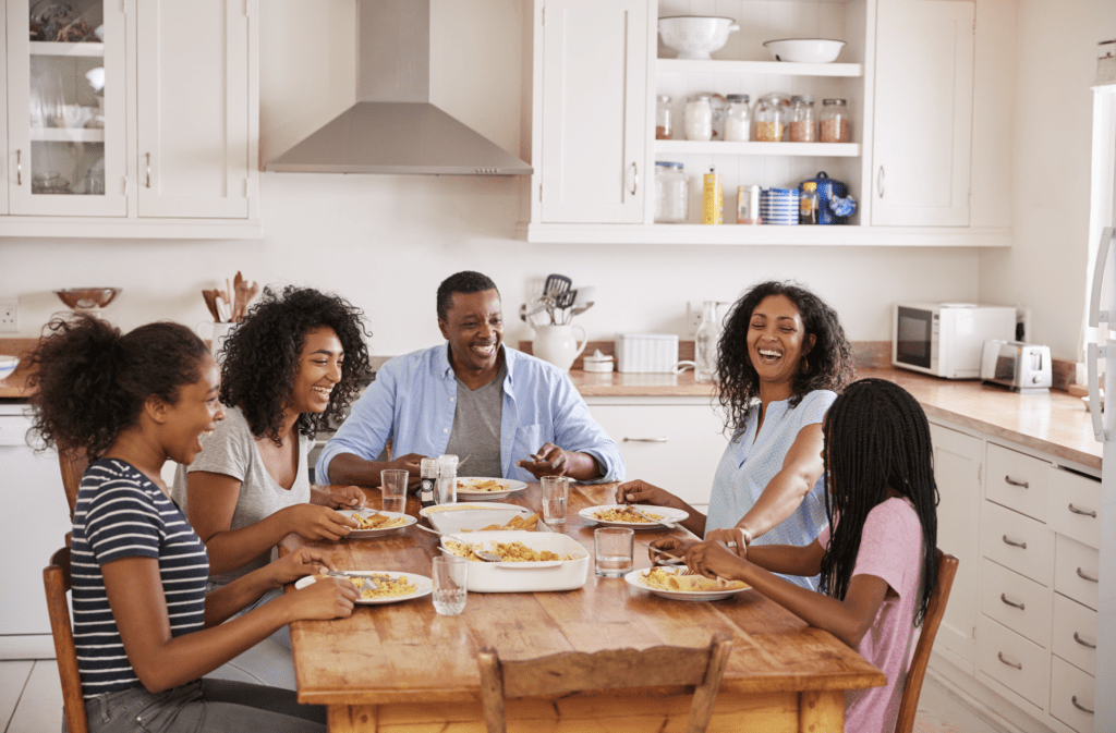 family at dinner table