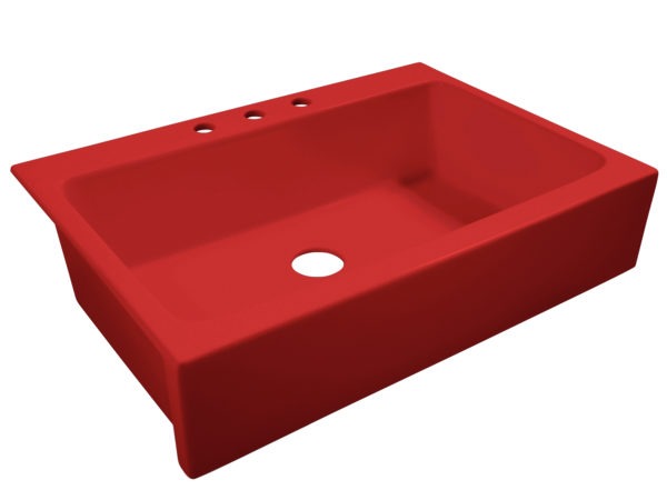 Gloss Red Fireclay Farmhouse 34" Kitchen Sink