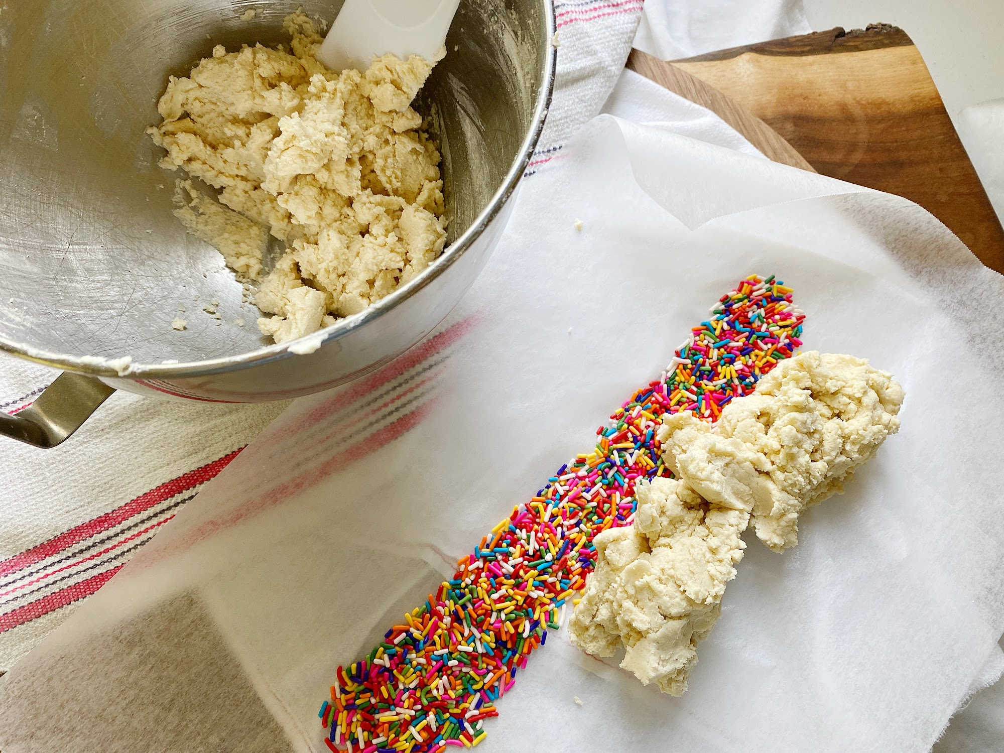 dough rolled w sprinkles