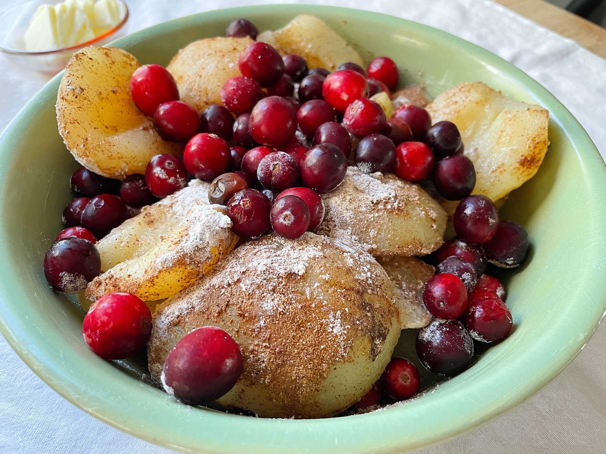 crisp pears and cranberries and spices