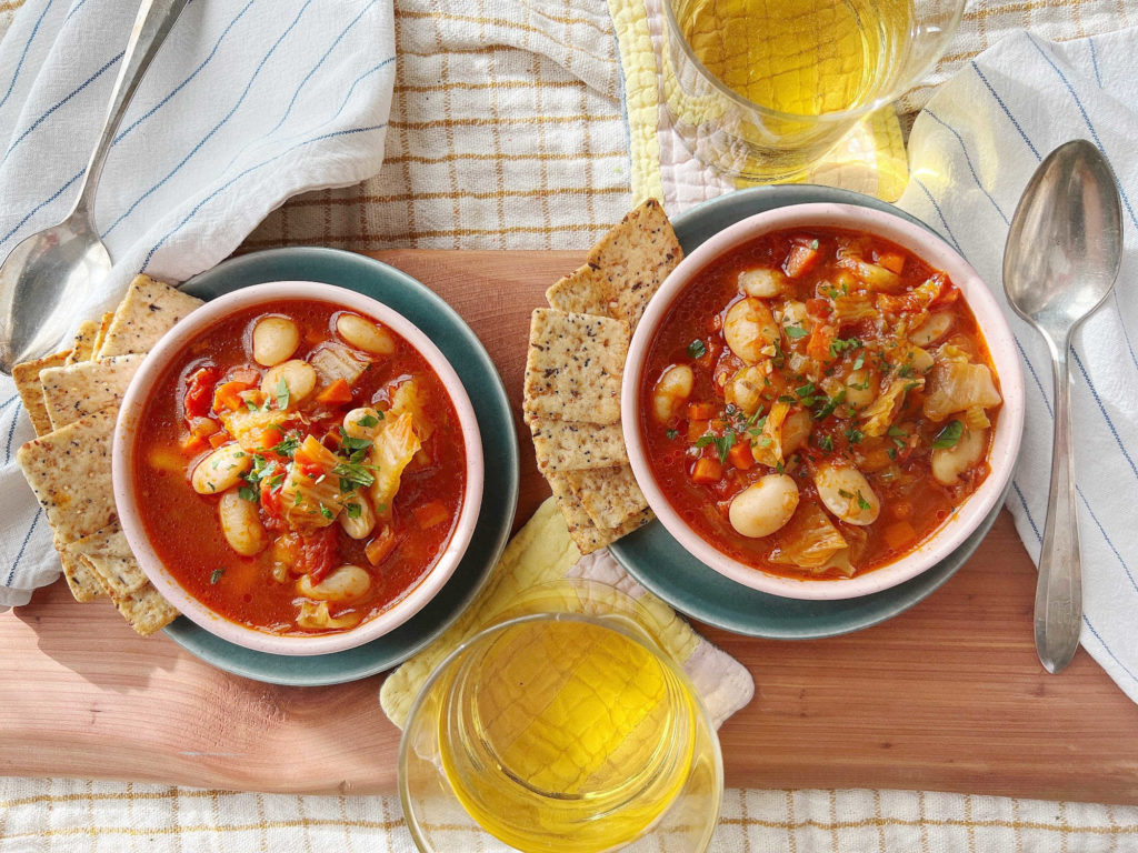 two bowls of Italian bean soup