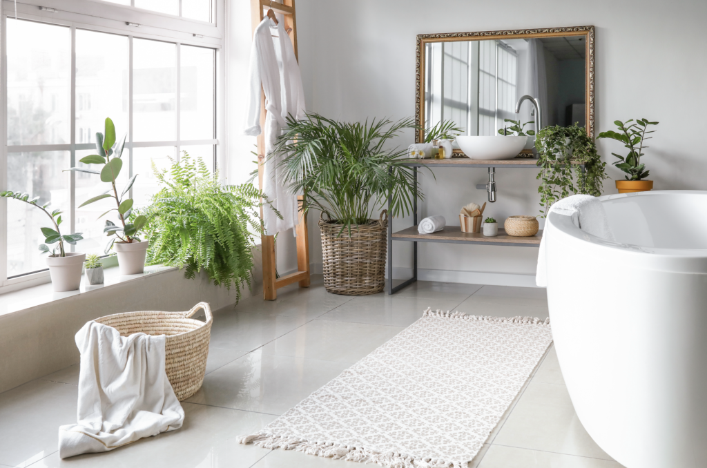 clean natural bathroom with plants